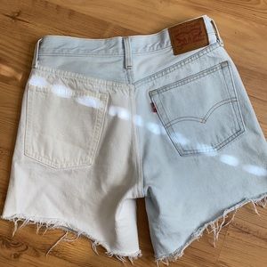 Levi 501 high waisted shorts. Two-color blue/white